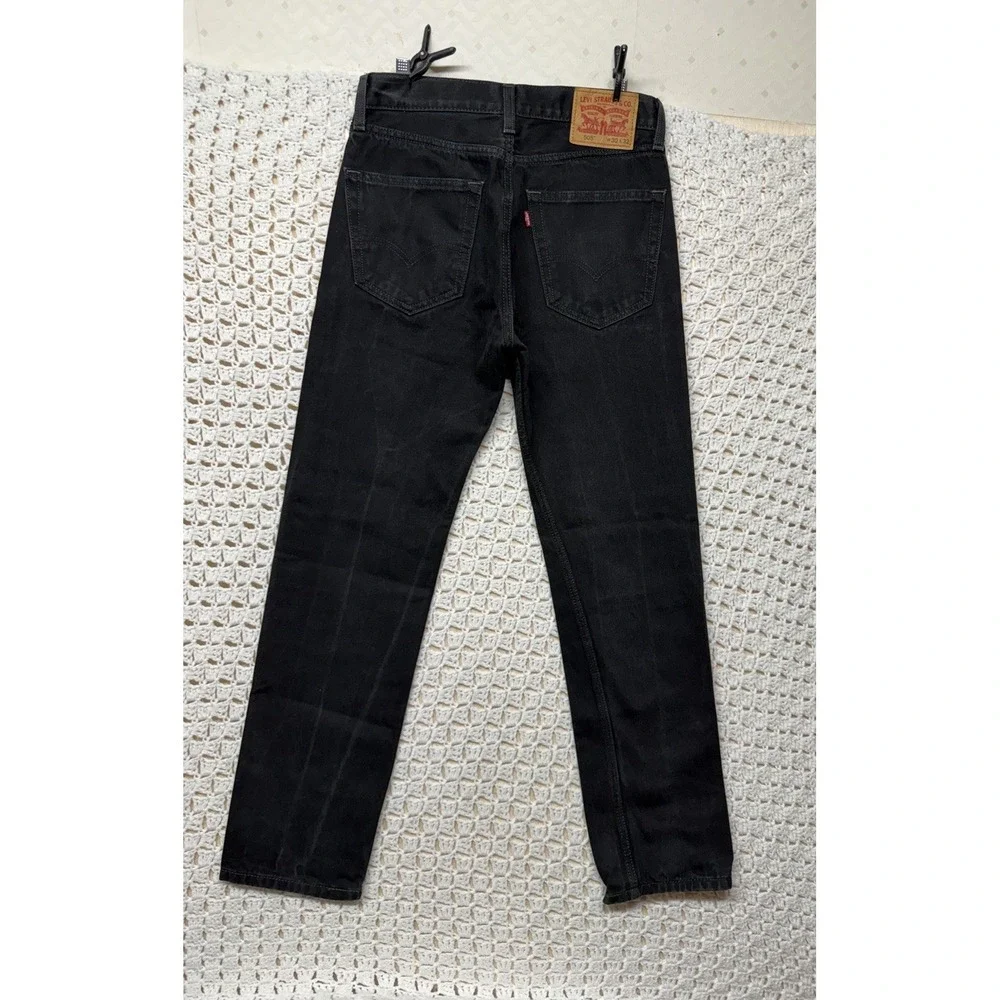 Levis 505 Jeans Mens Tag 30x32 Fits 30x30 Black Denim Straight Leg Regular Fit